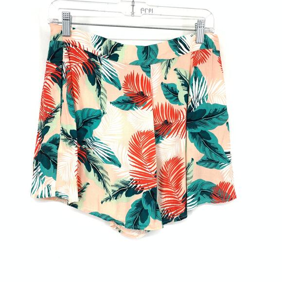 Topshop Pants - Topshop Casual Flowy Shorts Womens Size 8 Tropical Print Peach Green Red